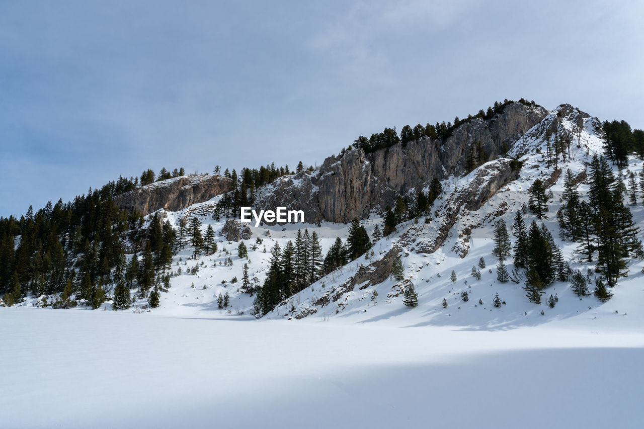 Snow covered mountain against sky