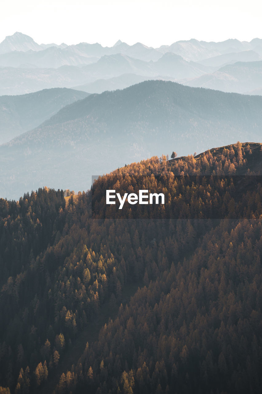 High angle view of mountains against sky