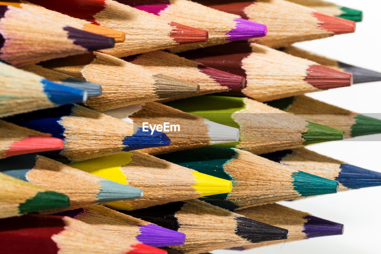 Full frame shot of colored pencils