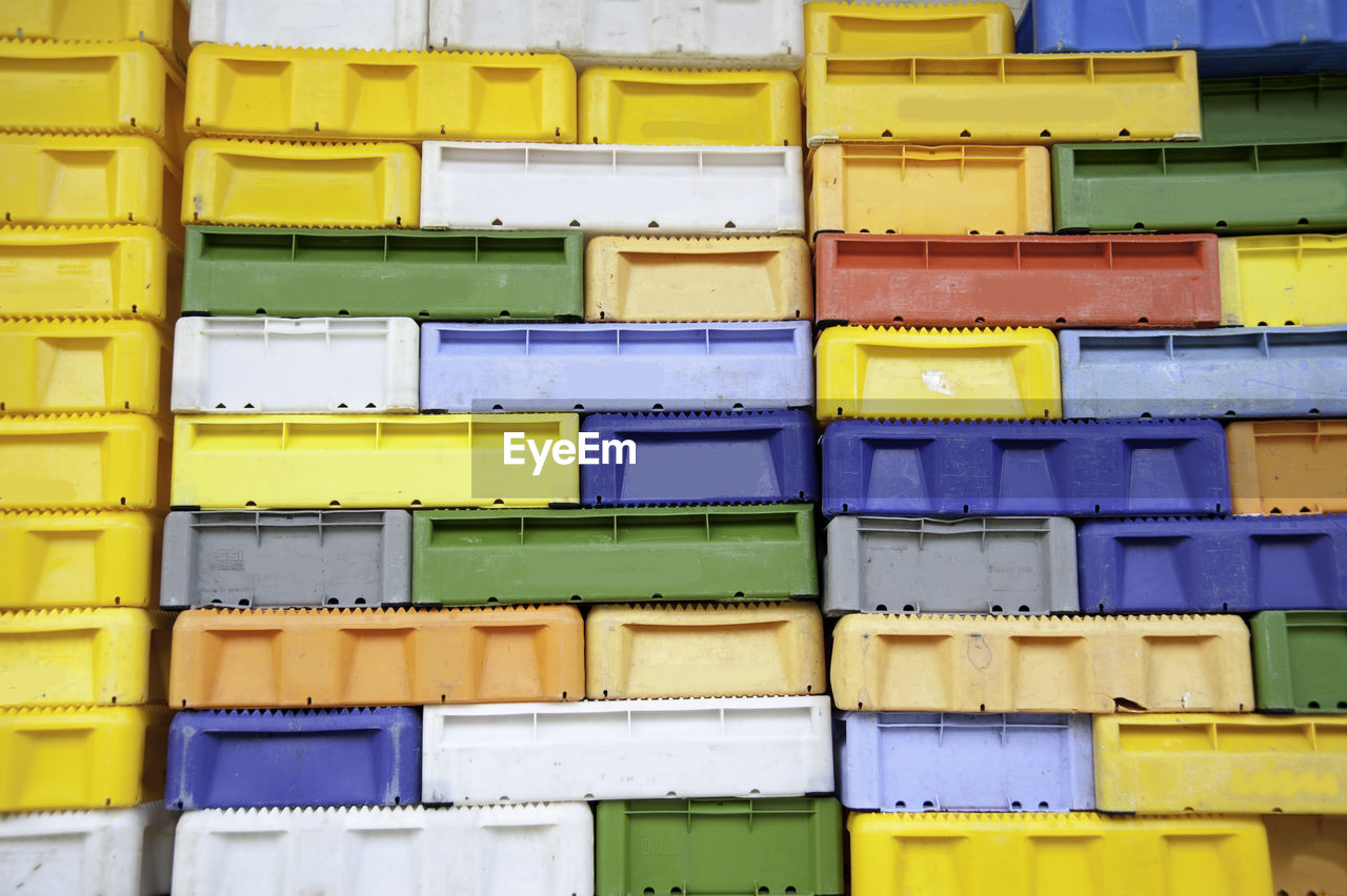 Full frame shot of colorful crates