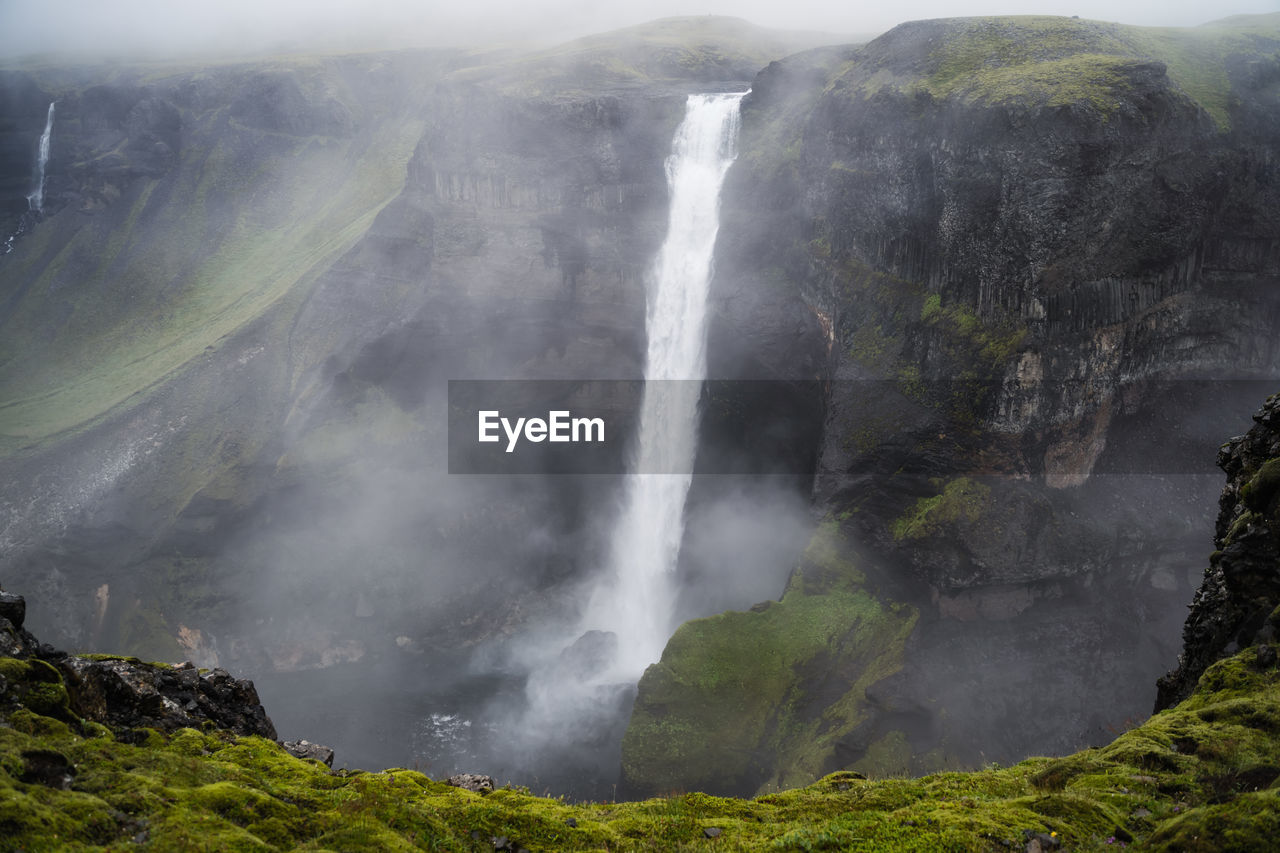 Haifoss waterfall in iceland - one of the highest waterfall in iceland, popular tourist destination