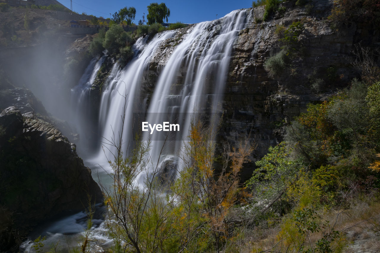 Scenic view of waterfall. tortum waterfall in turkey