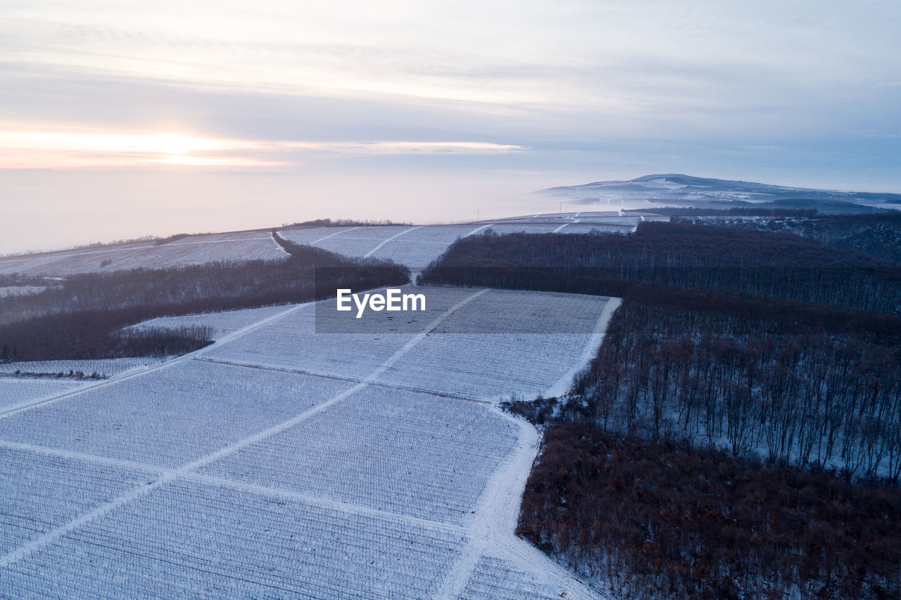 SCENIC VIEW OF SNOW COVERED LAND AGAINST SKY