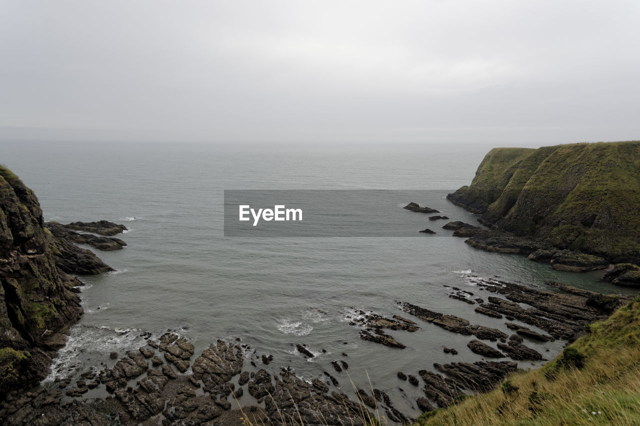 SCENIC VIEW OF SEA SHORE AGAINST SKY