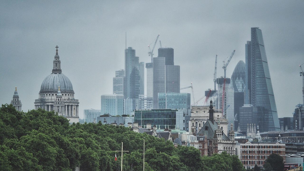 View of skyscrapers in city