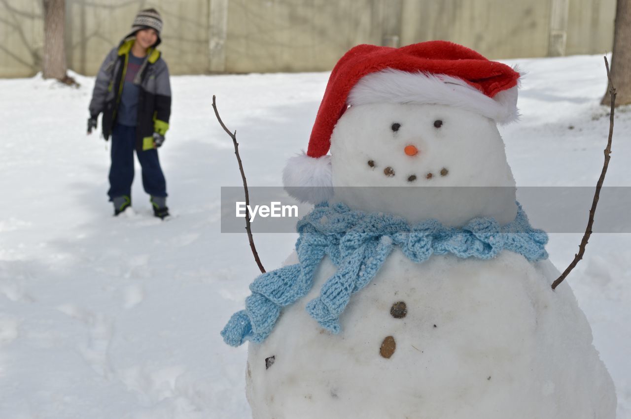 Close-up of snowman