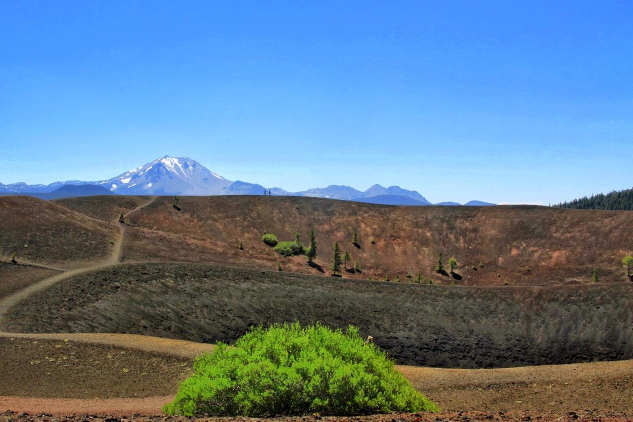 Scenic view of landscape against sky at lassen volcanic national park