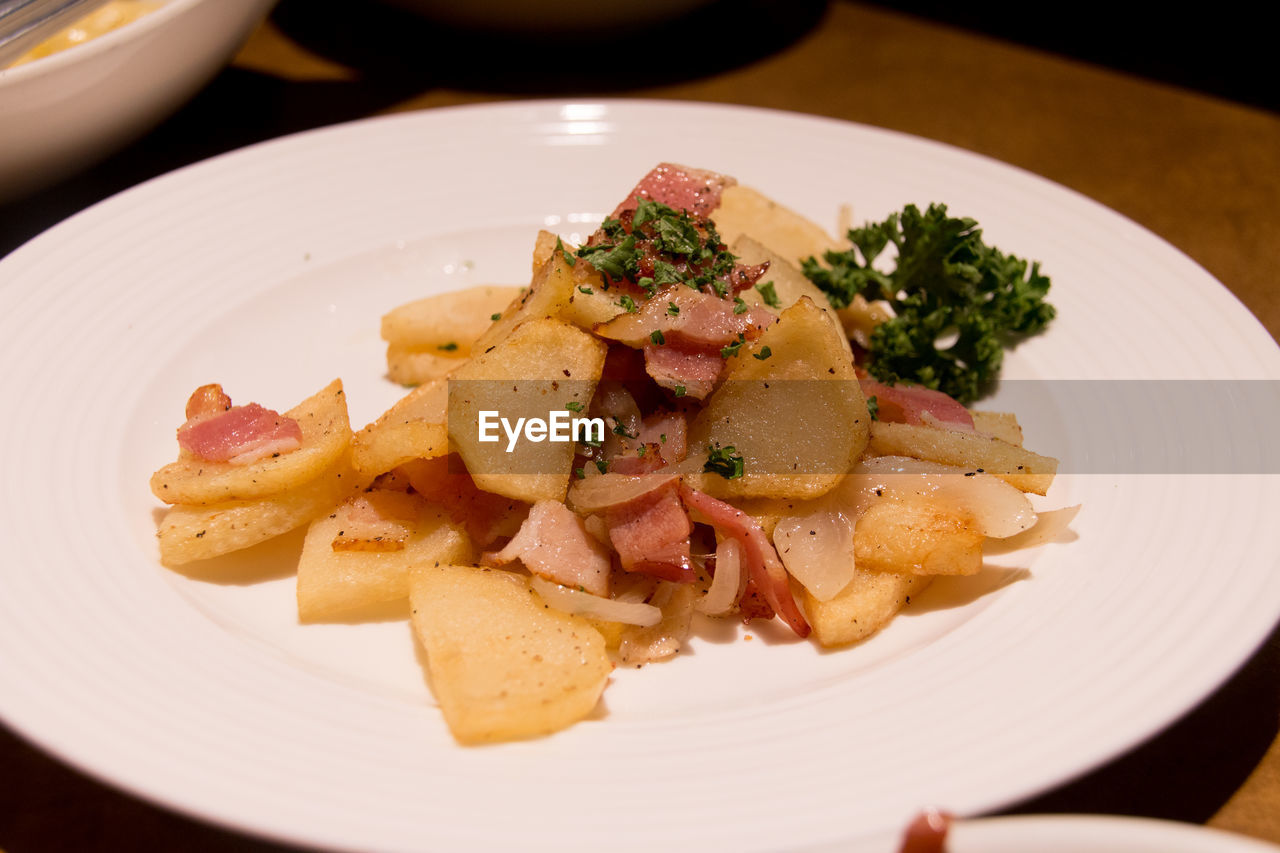 Close-up of food in plate on table