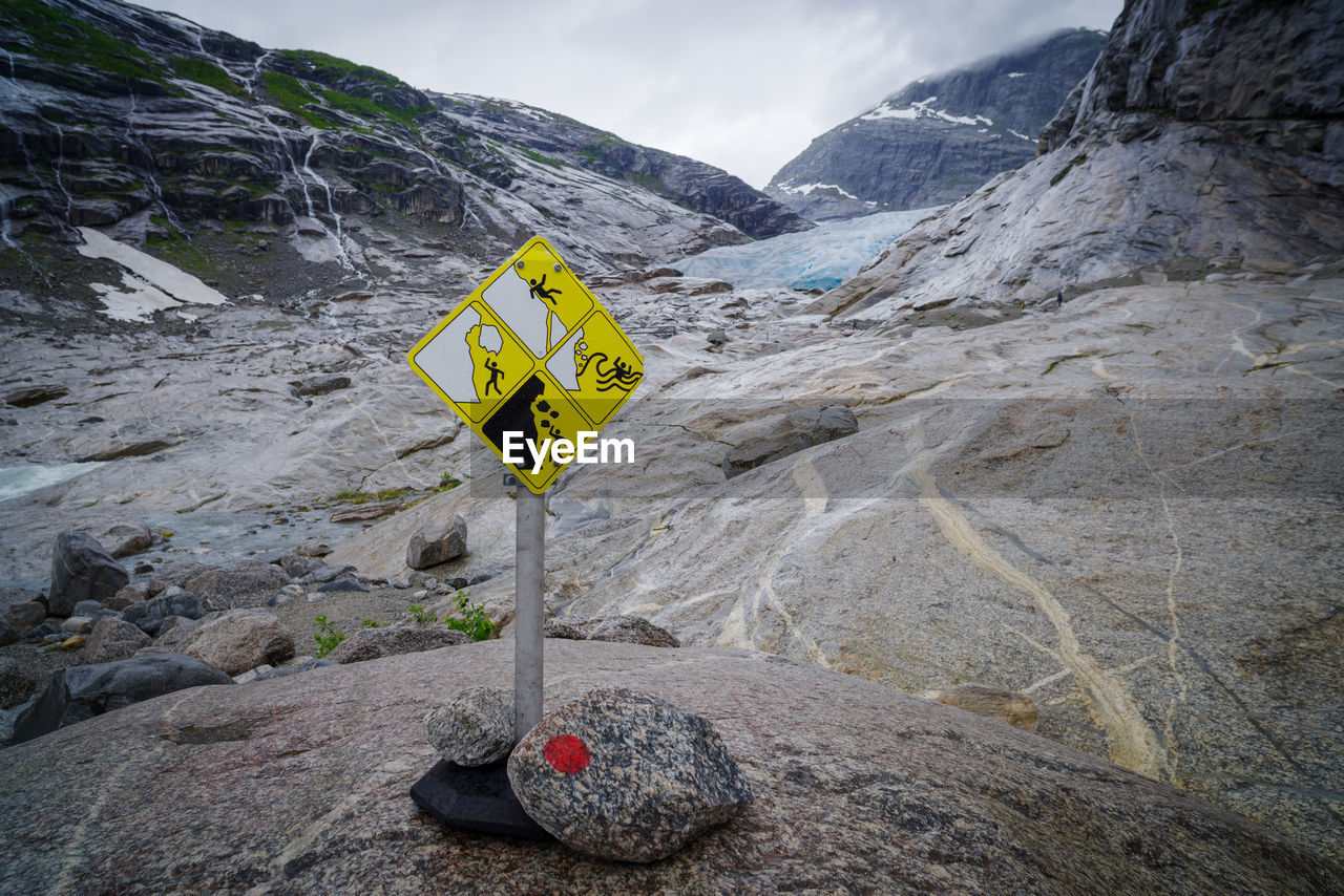 high angle view of road sign