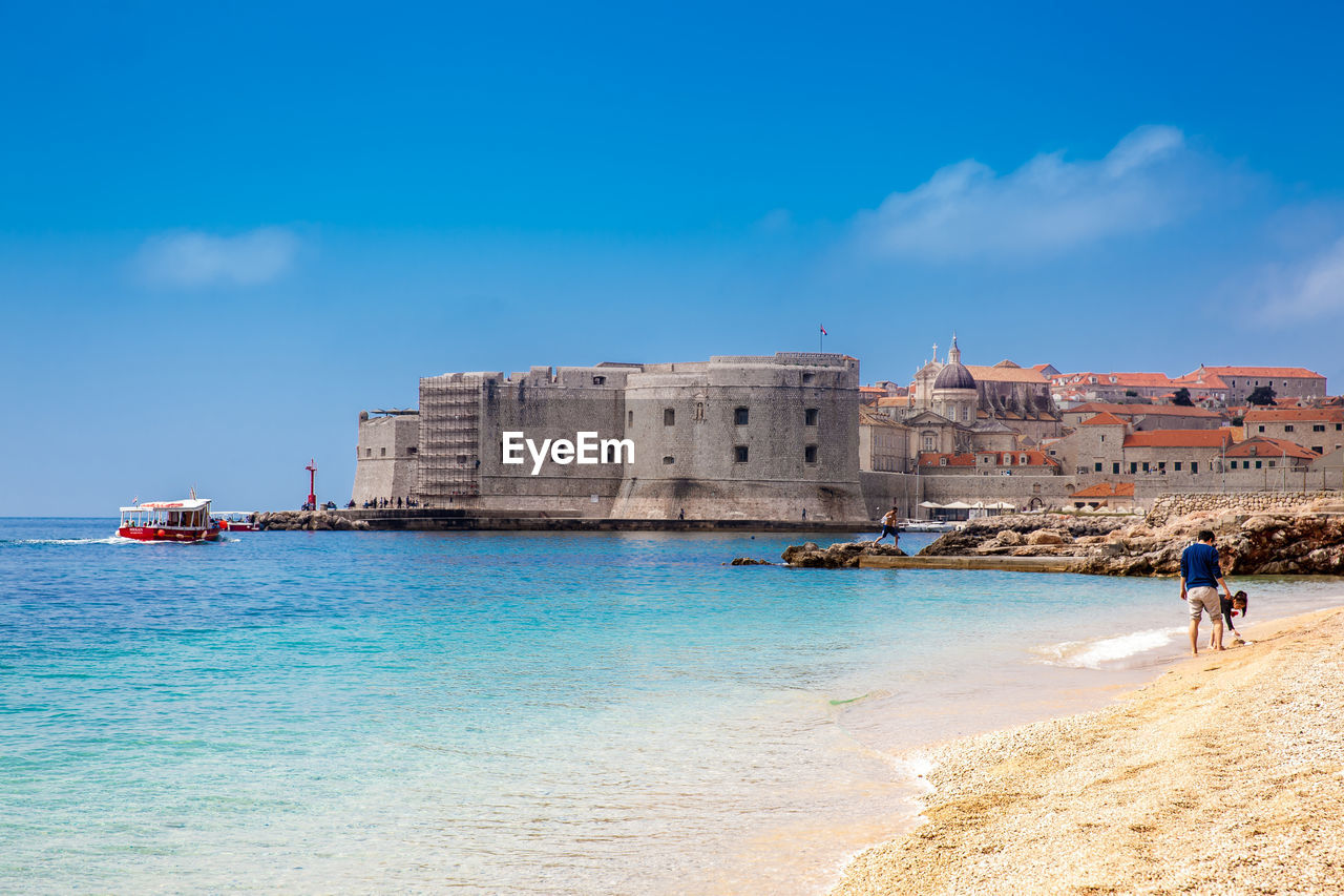 The beautiful banje beach and dubrovnik city