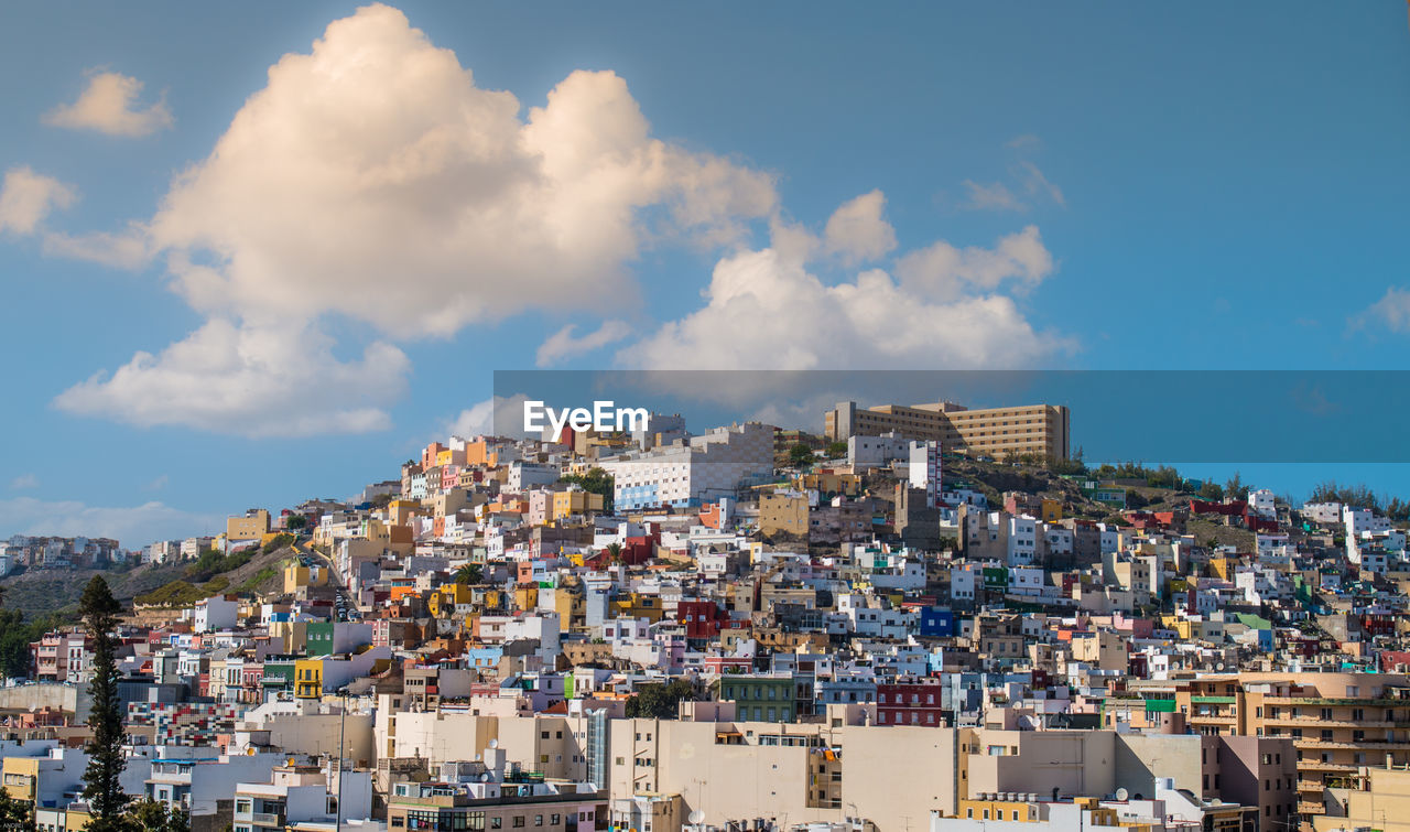 High angle view of townscape against sky