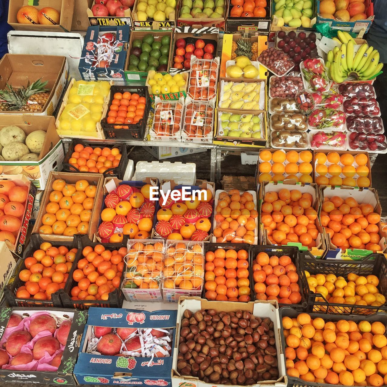 High angle view of fruits at market