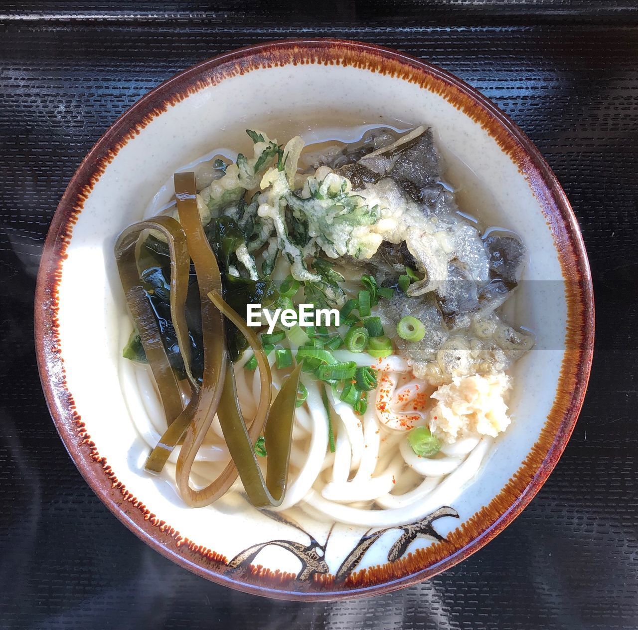 Directly above shot of soup in bowl