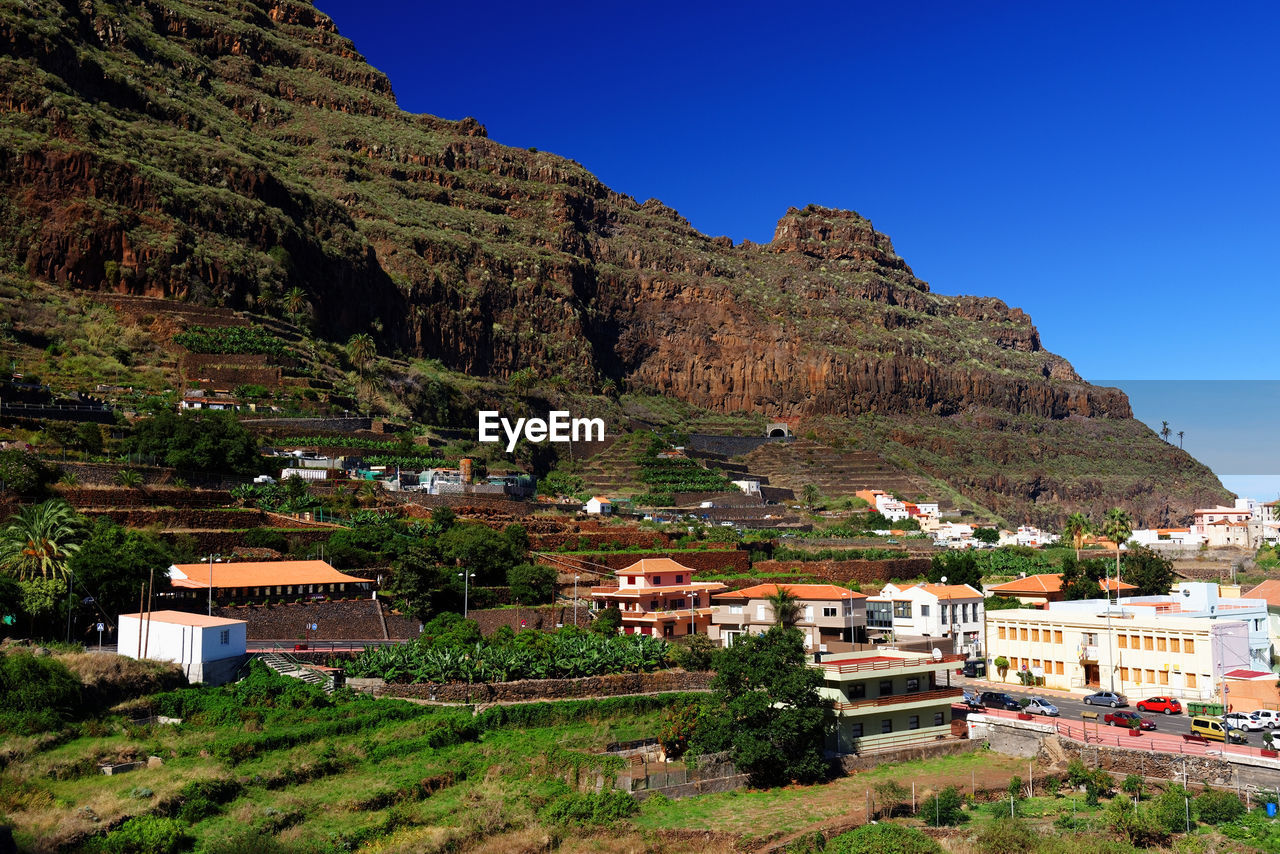 Built structures on countryside landscape