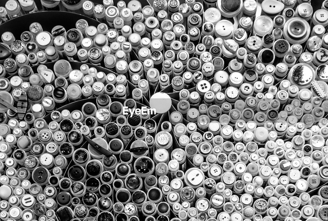 Full frame shot of buttons in textile industry