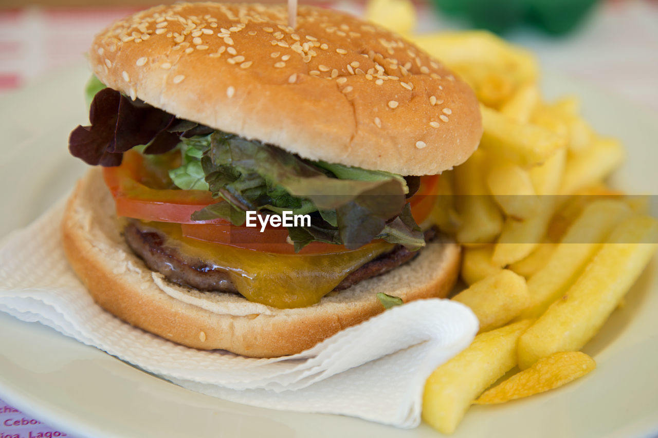 CLOSE-UP OF BURGER IN CONTAINER