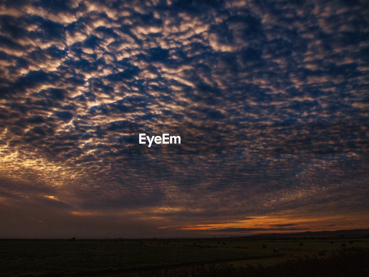 Scenic view of field against sky during sunset