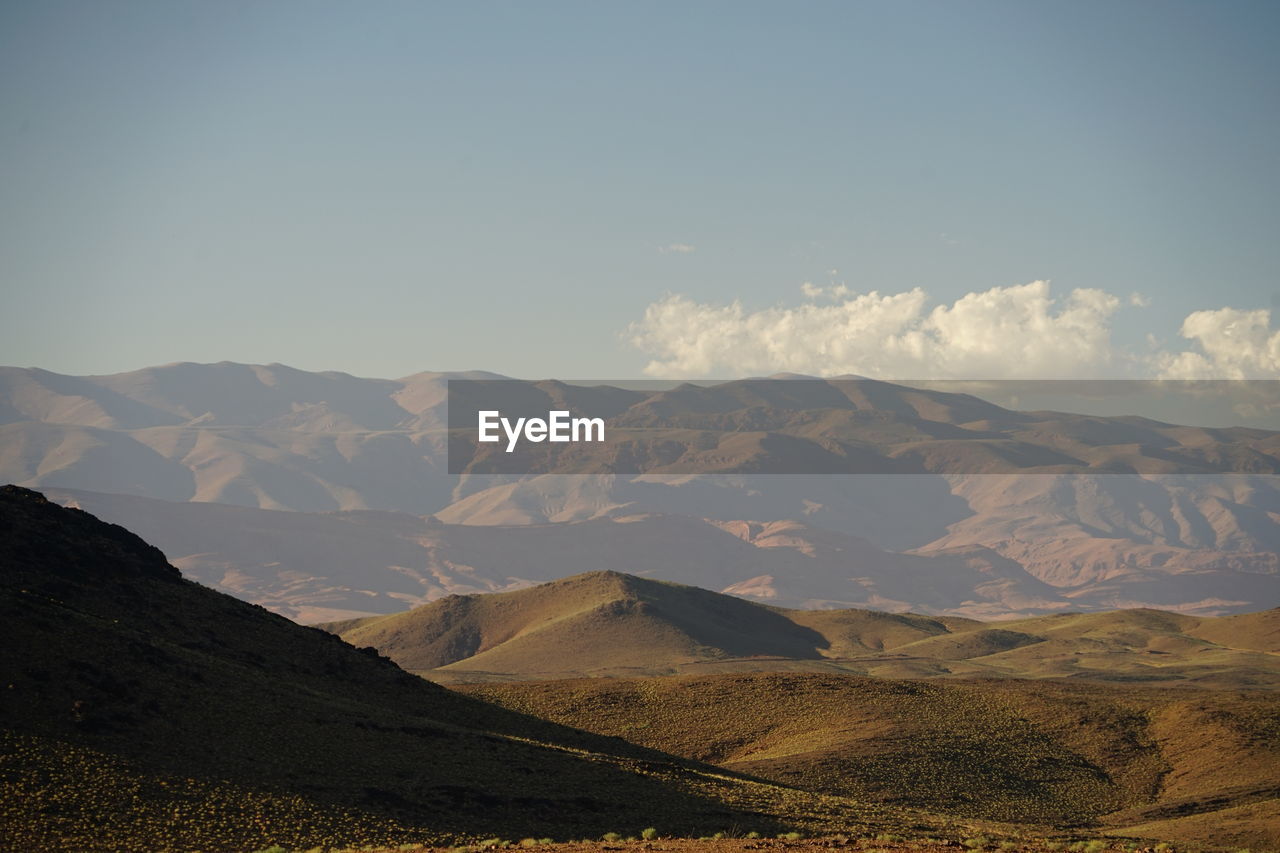 Scenic view of atlas mountains against sky morocco 