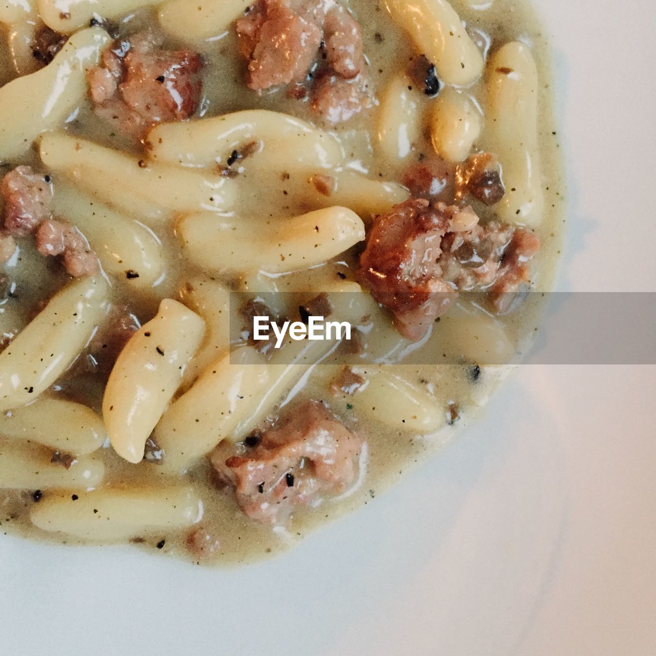 Close-up of cavatelli served in plate