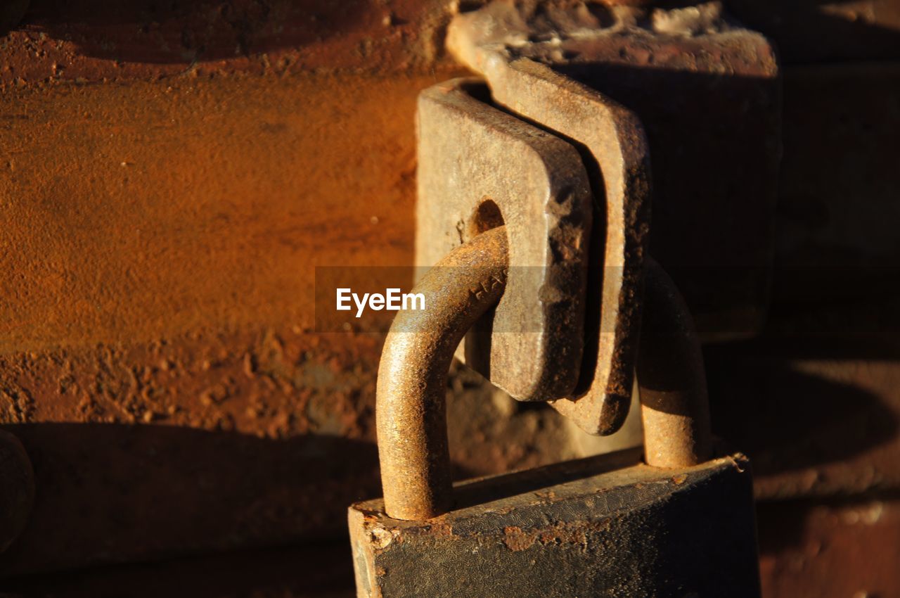 Close-up of old padlock