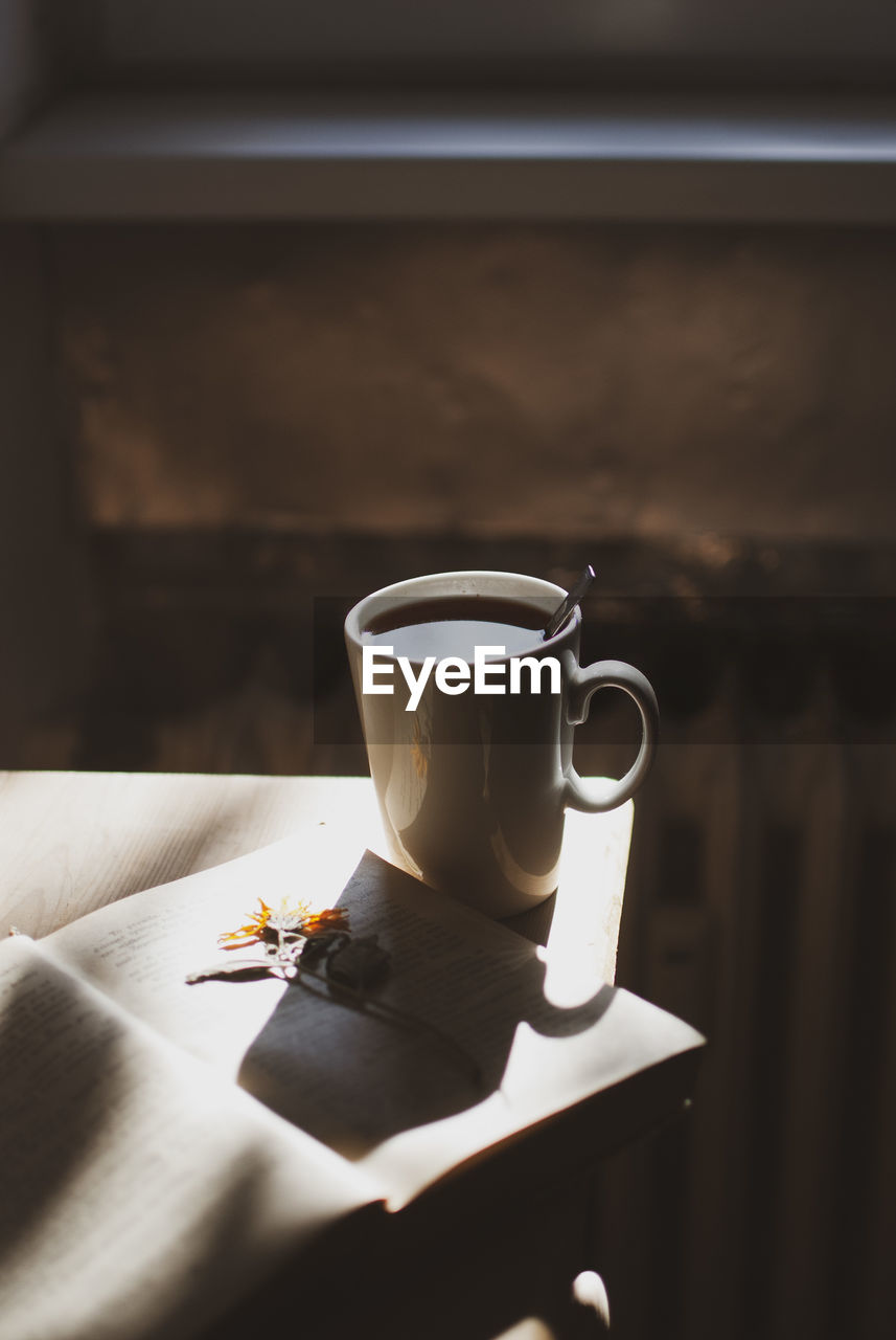 drink, mug, cup, food and drink, coffee, coffee cup, refreshment, indoors, table, hot drink, crockery, still life, no people, saucer, tea, white, freshness, furniture, food, tea cup, sunlight, black