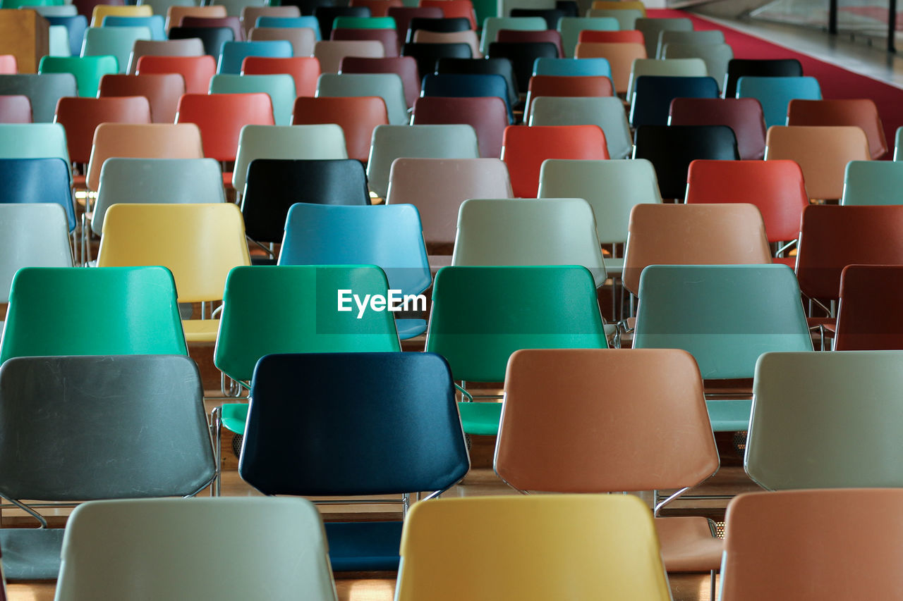 Full frame shot of empty chairs