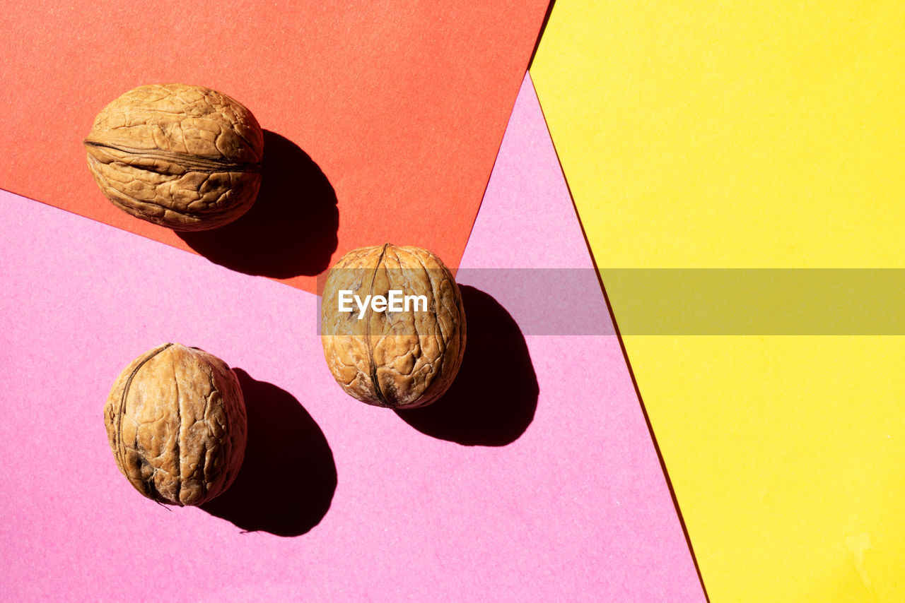 HIGH ANGLE VIEW OF FOOD AGAINST GRAY BACKGROUND