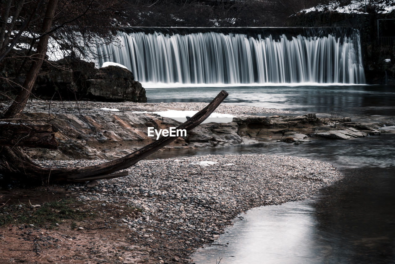 Water flowing through rocks