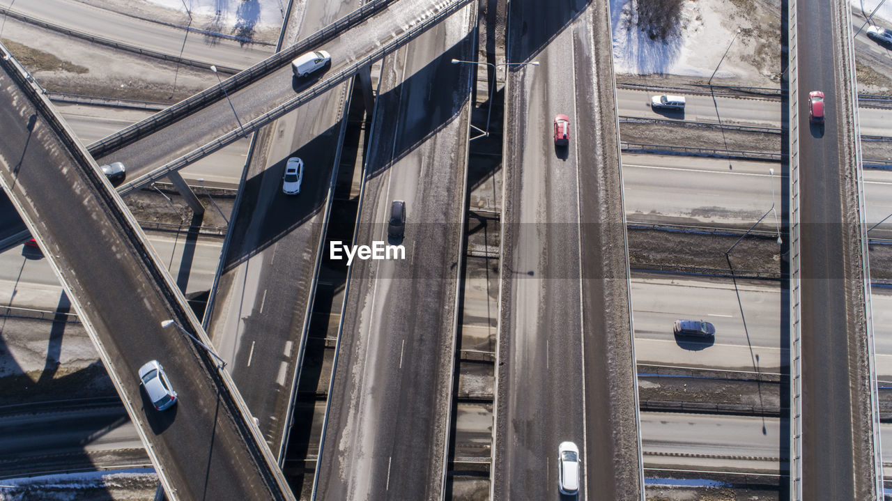 High angle view of roads in city