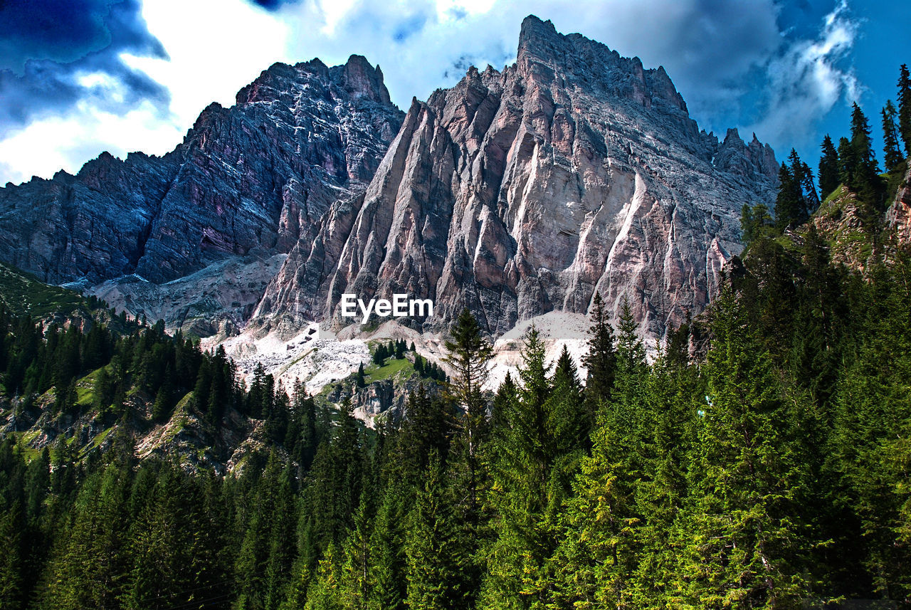 Scenic view of rocky mountains against sky