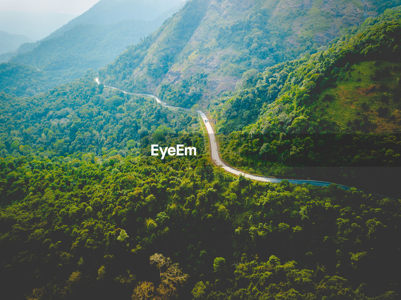 Aerial view of tree mountains