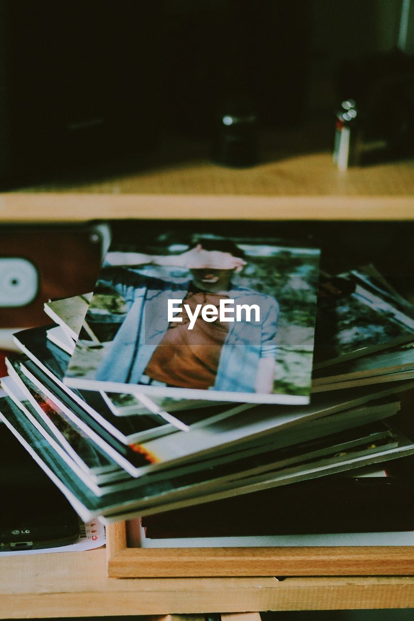 Close-up of books on table