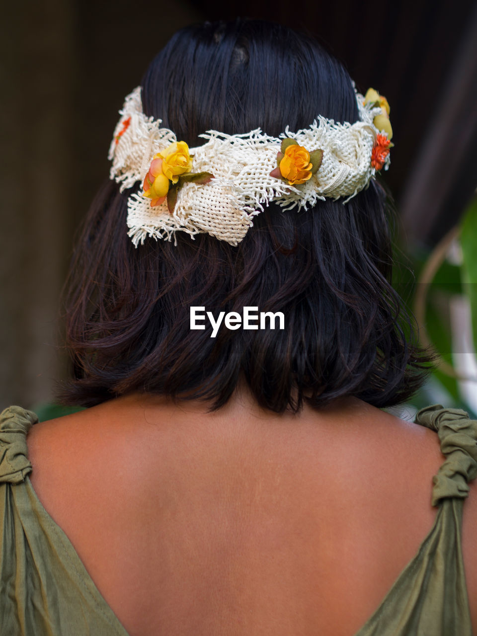 Rear view of woman wearing tiara