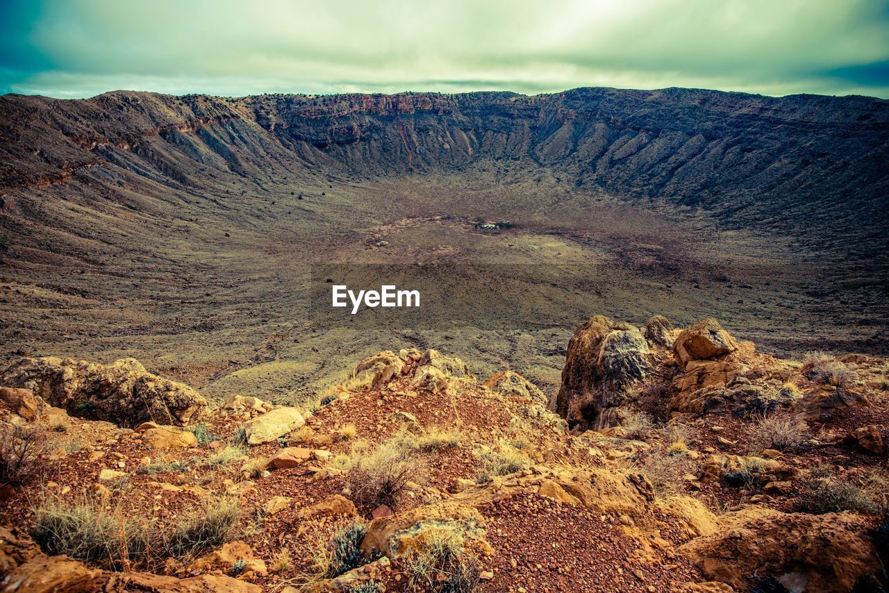 Scenic view of volcanic crater