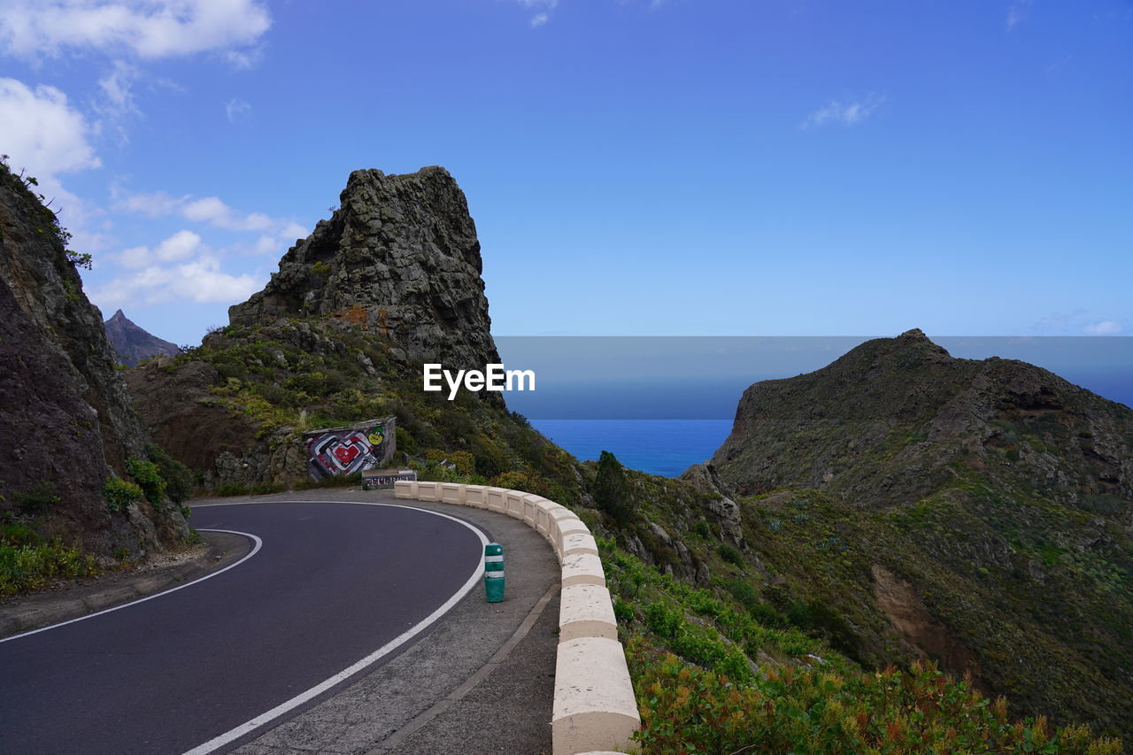 ROAD AMIDST MOUNTAINS AGAINST SKY