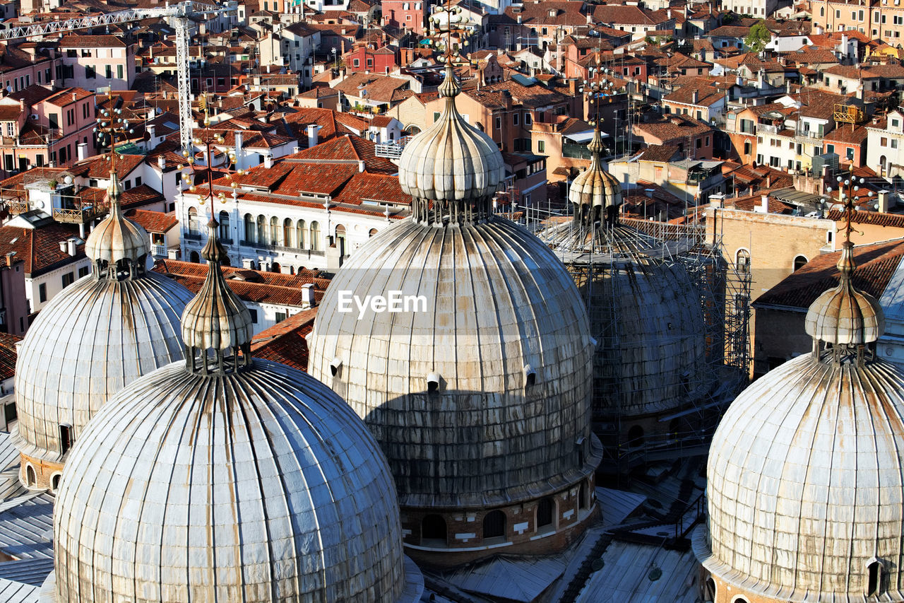 High angle view of saint mark basilica in city