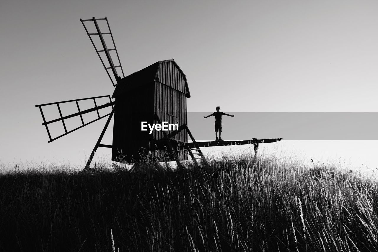 Windmill in sunset.