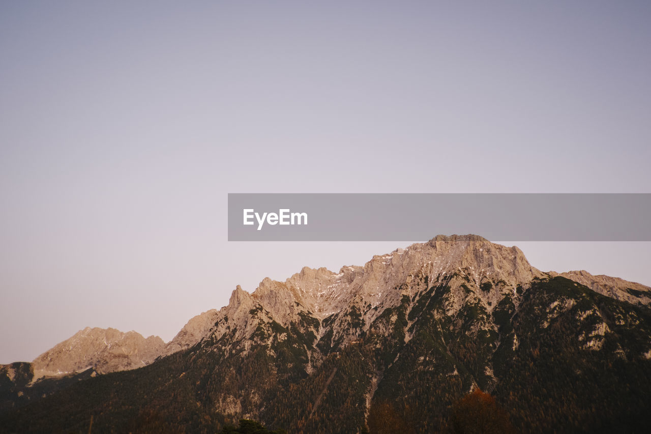 Scenic view of mountains against clear sky