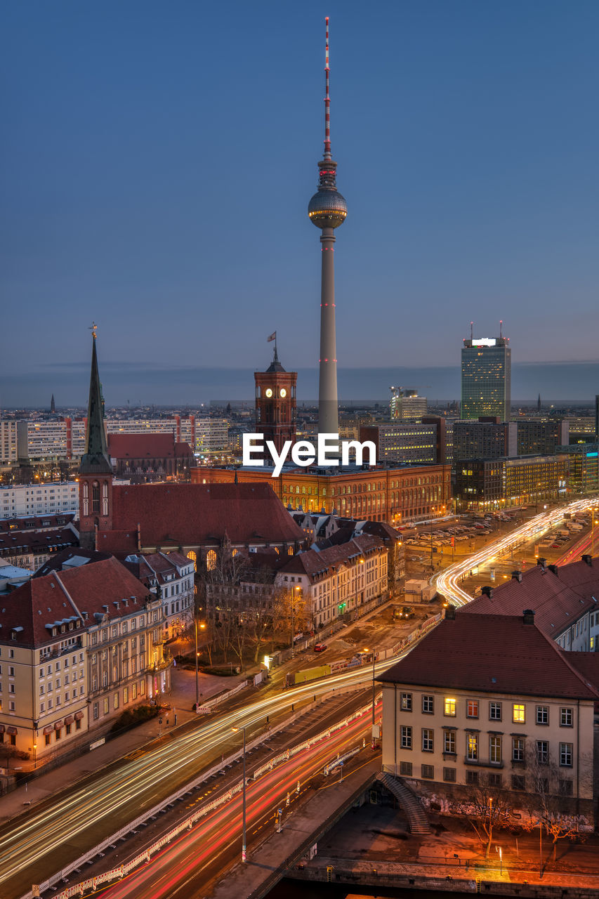 The famous television tower and berlin mitte at dawn