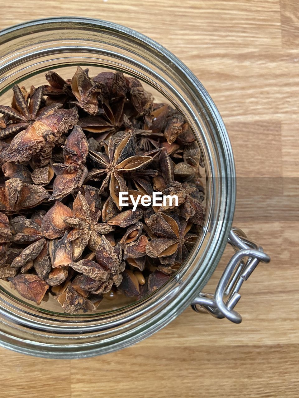 HIGH ANGLE VIEW OF FOOD IN JAR