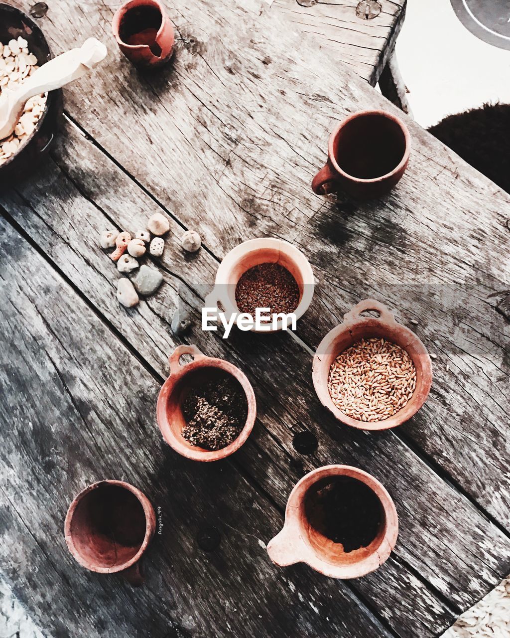 High angle view of drink on table