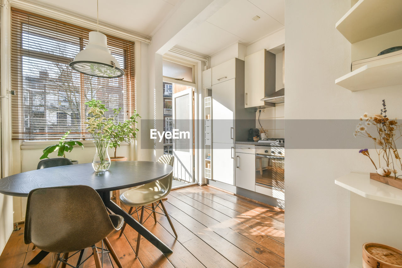 empty chairs and table at home