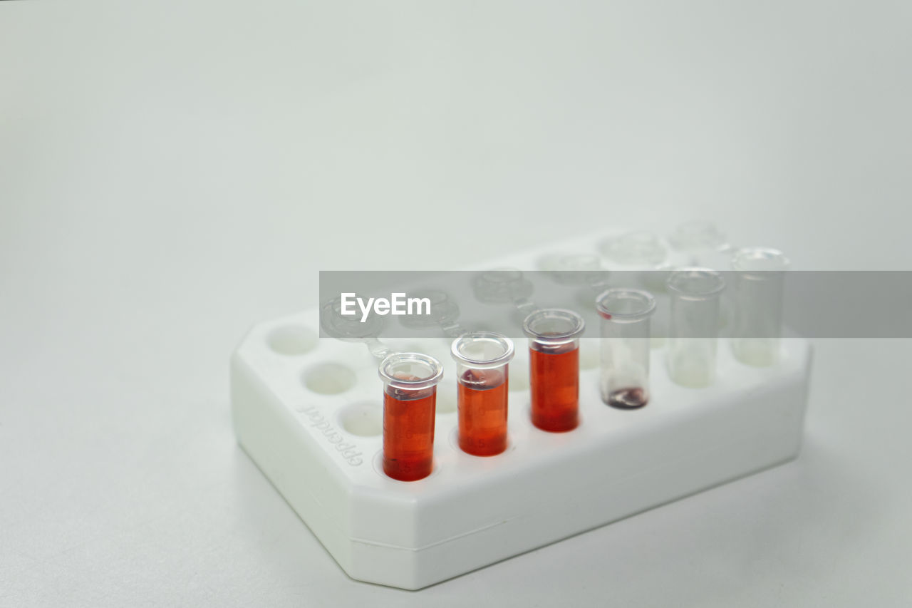 The lab technician injects the red liquid into a microtiter plate