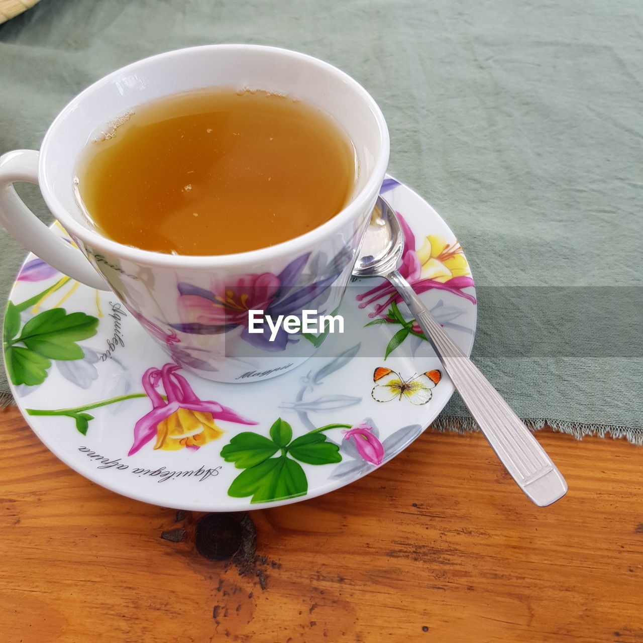 High angle view of tea on table