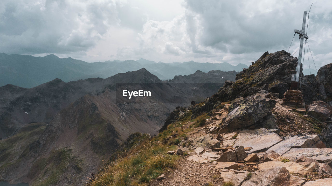 Scenic view of rocky mountains against sky