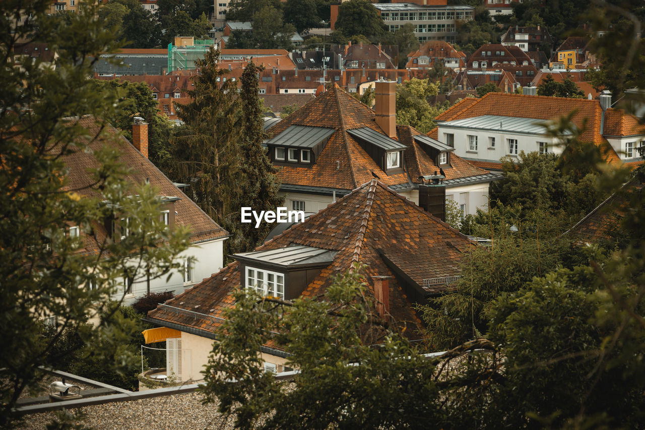 high angle view of buildings in city