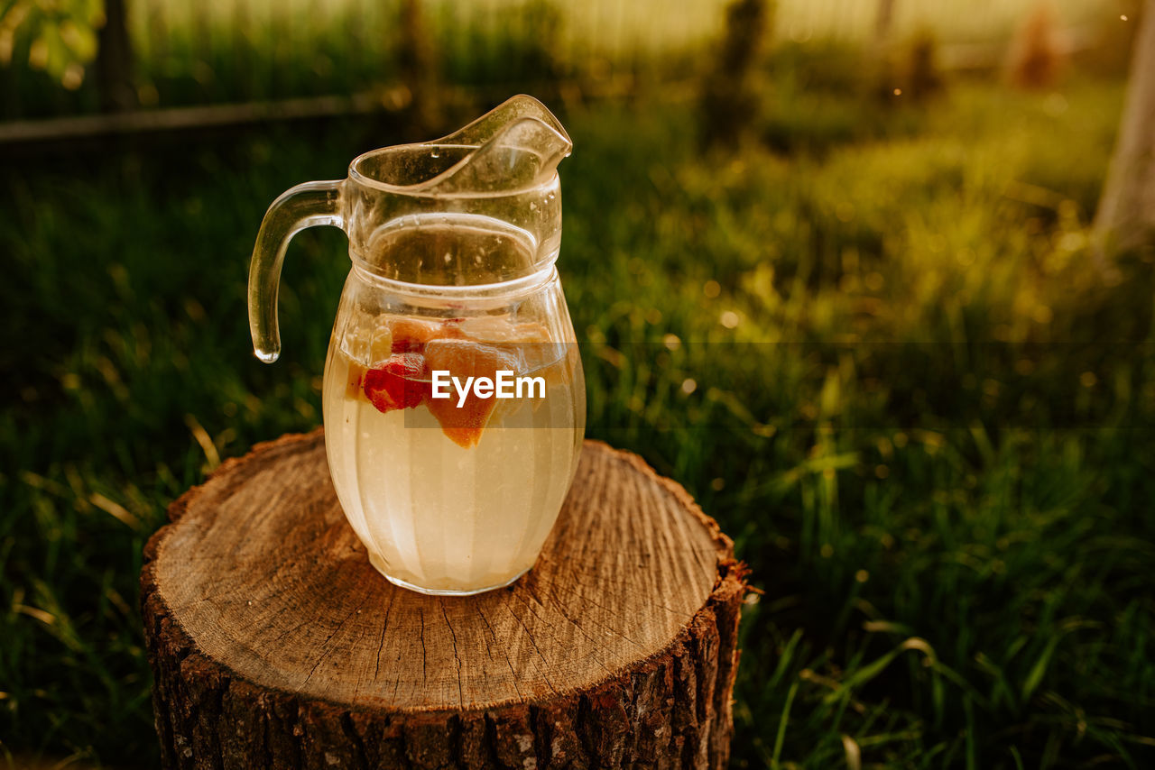 close-up of drink on table