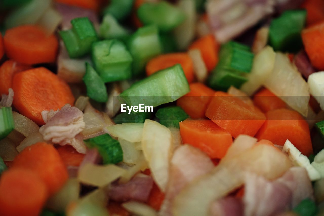 Full frame shot of chopped vegetables