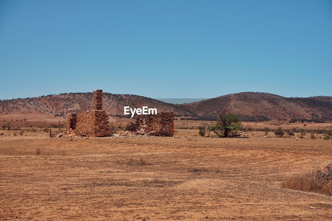 Scenic view of field against clear blue sky