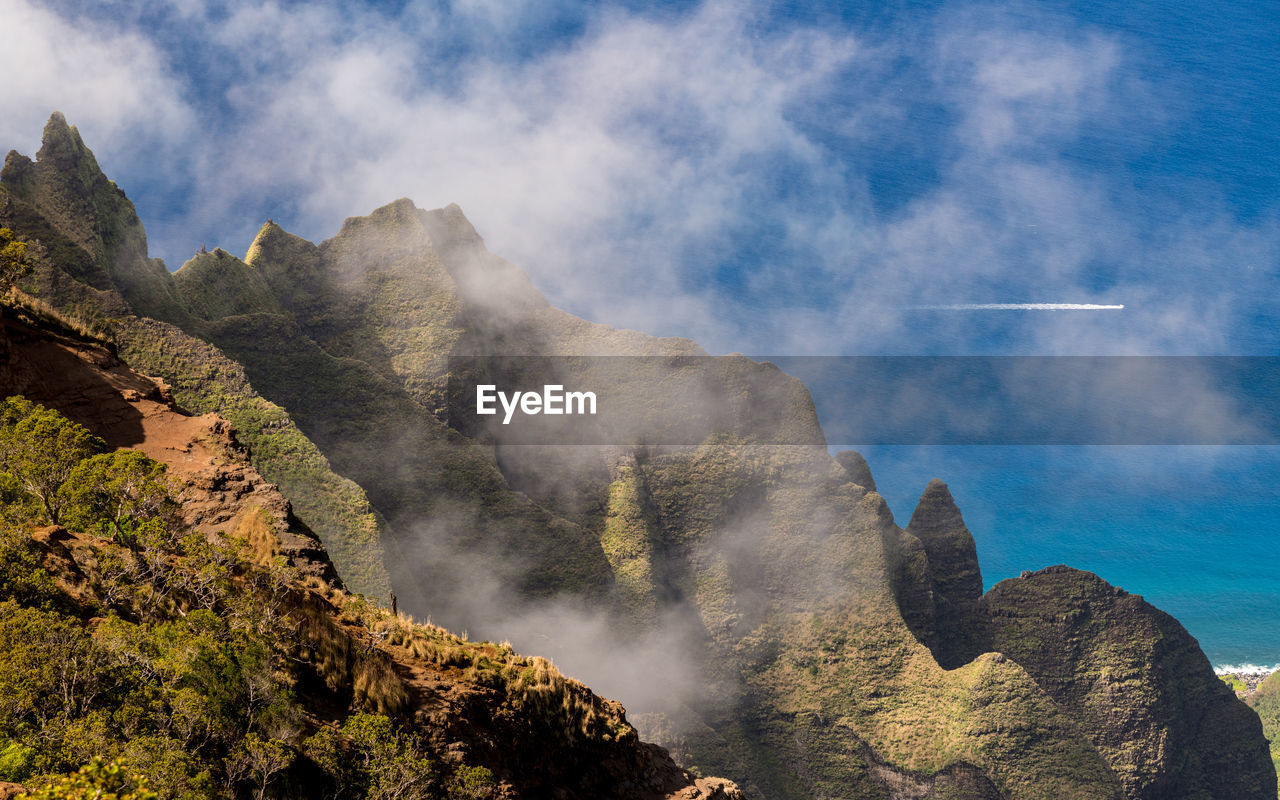 Scenic view of mountains against sky